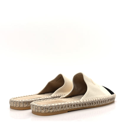 Chanel Denim CC Espadrille Mules 39 White Black 4 of 8