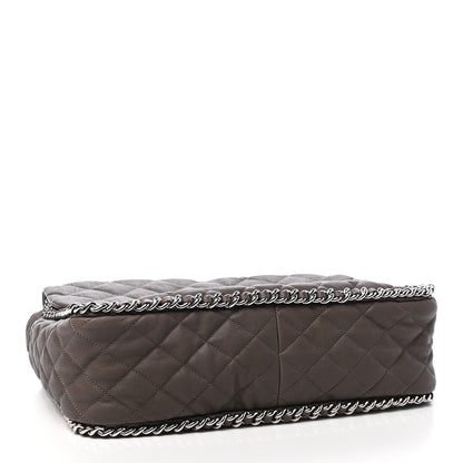 Chanel Washed Lambskin Quilted Chain Around Maxi Flap Brown 4 of 9