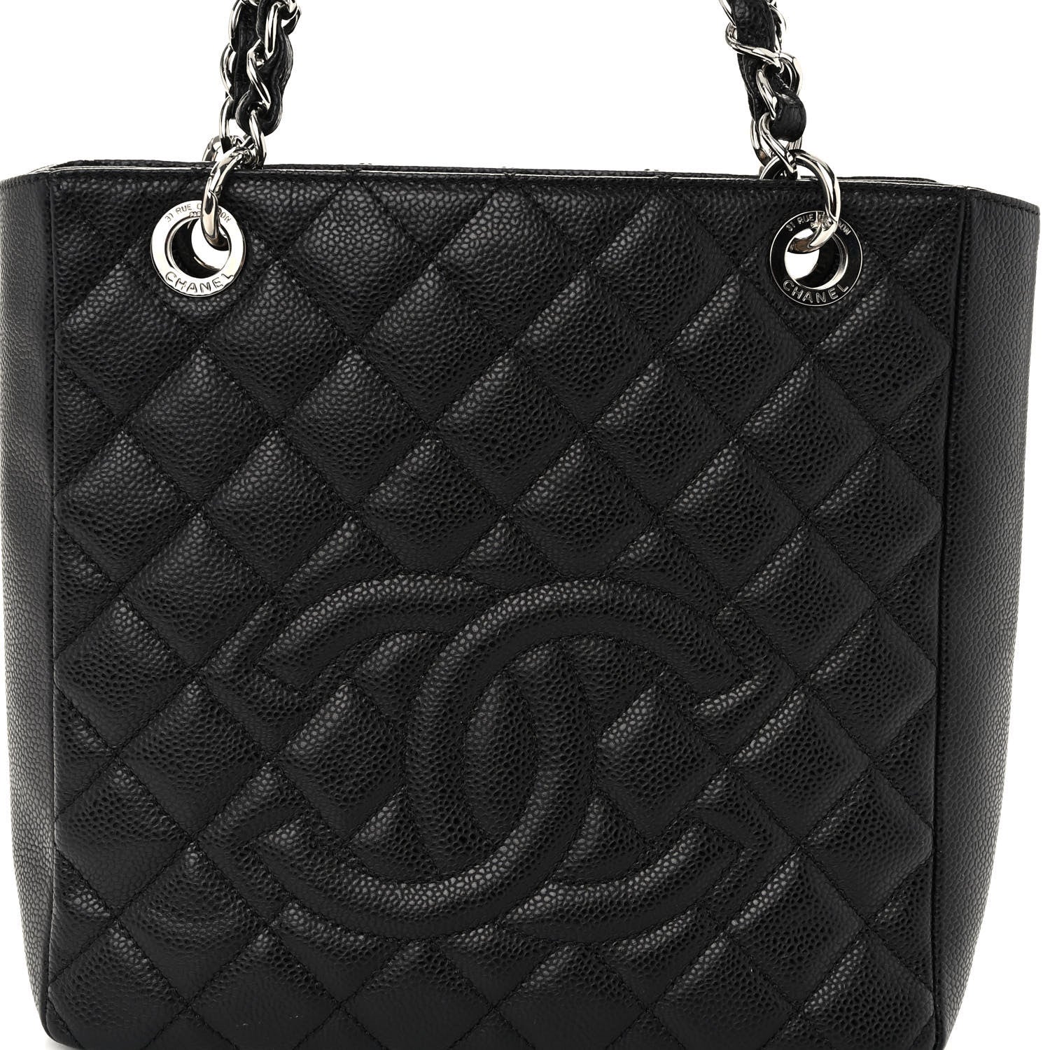 Chanel Caviar Quilted Petit Shopping Tote PST Black 8 of 10