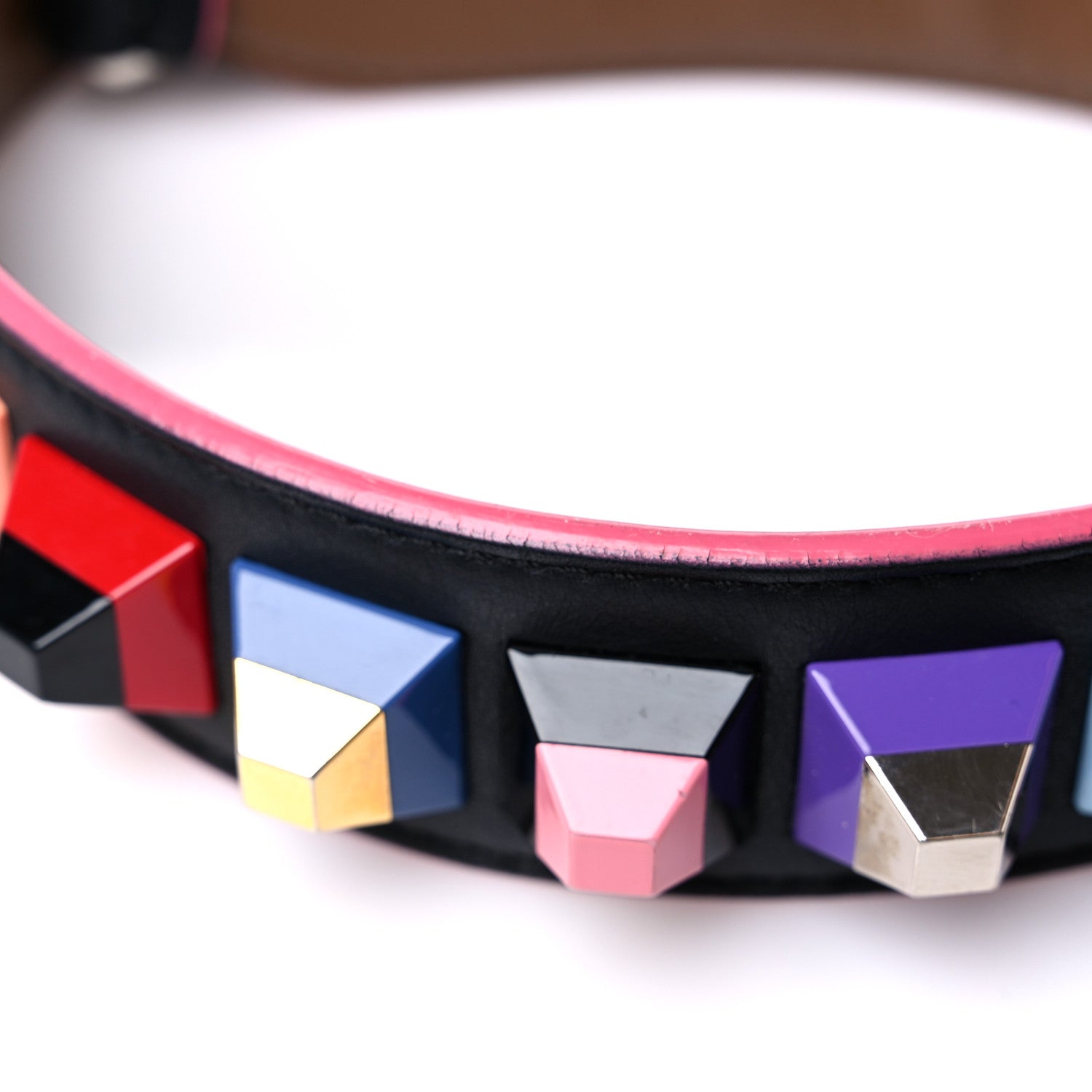 Fendi Vitello Dolce Plexiglass Bi-Color Studded Strap You Black Brownie Multicolor 6 of 6