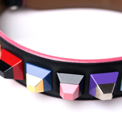 Fendi Vitello Dolce Plexiglass Bi-Color Studded Strap You Black Brownie Multicolor 6 of 6