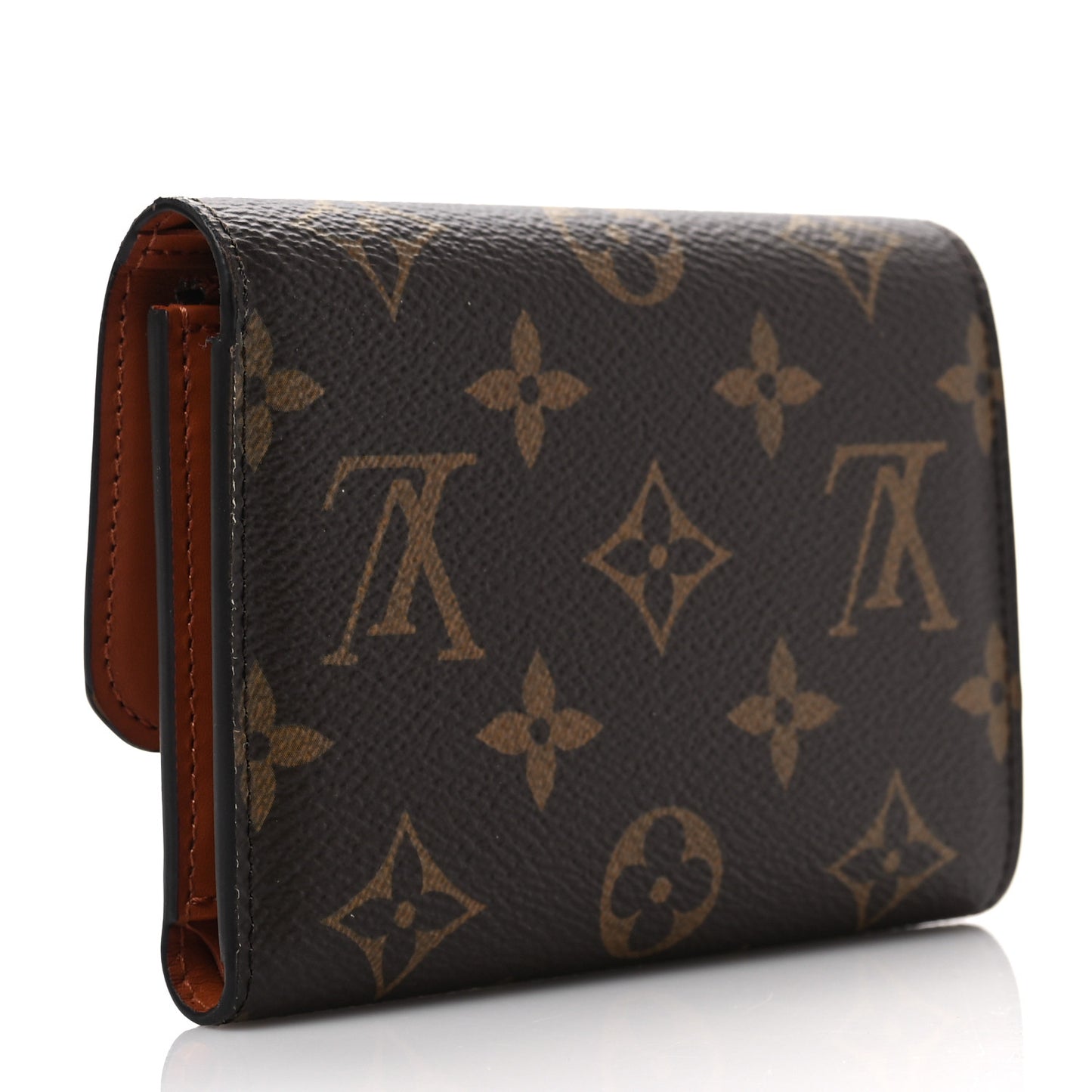 Monogram Flower Lock Compact Wallet Caramel