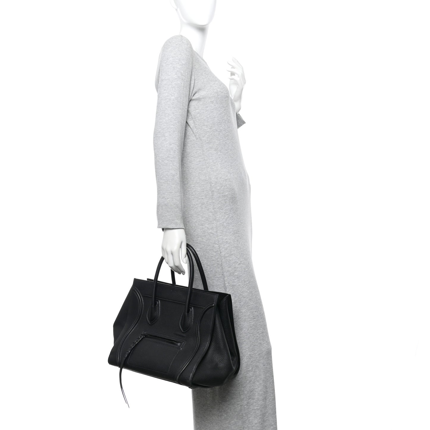 Grained Calfskin Medium Phantom Luggage Black
