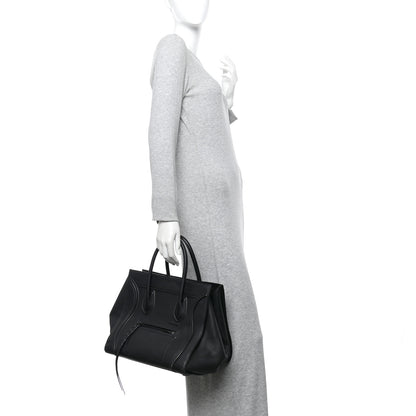 Celine Grained Calfskin Medium Phantom Luggage Black 2 of 14