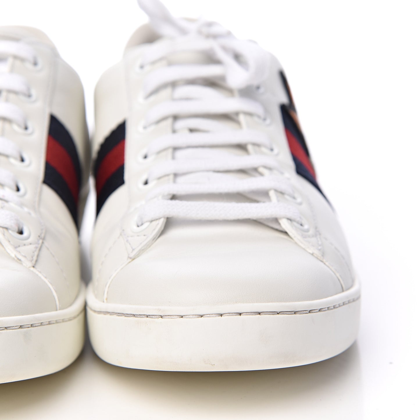 Calfskin Web Bosco Embroidered Ace Sneakers 38.5 White Green