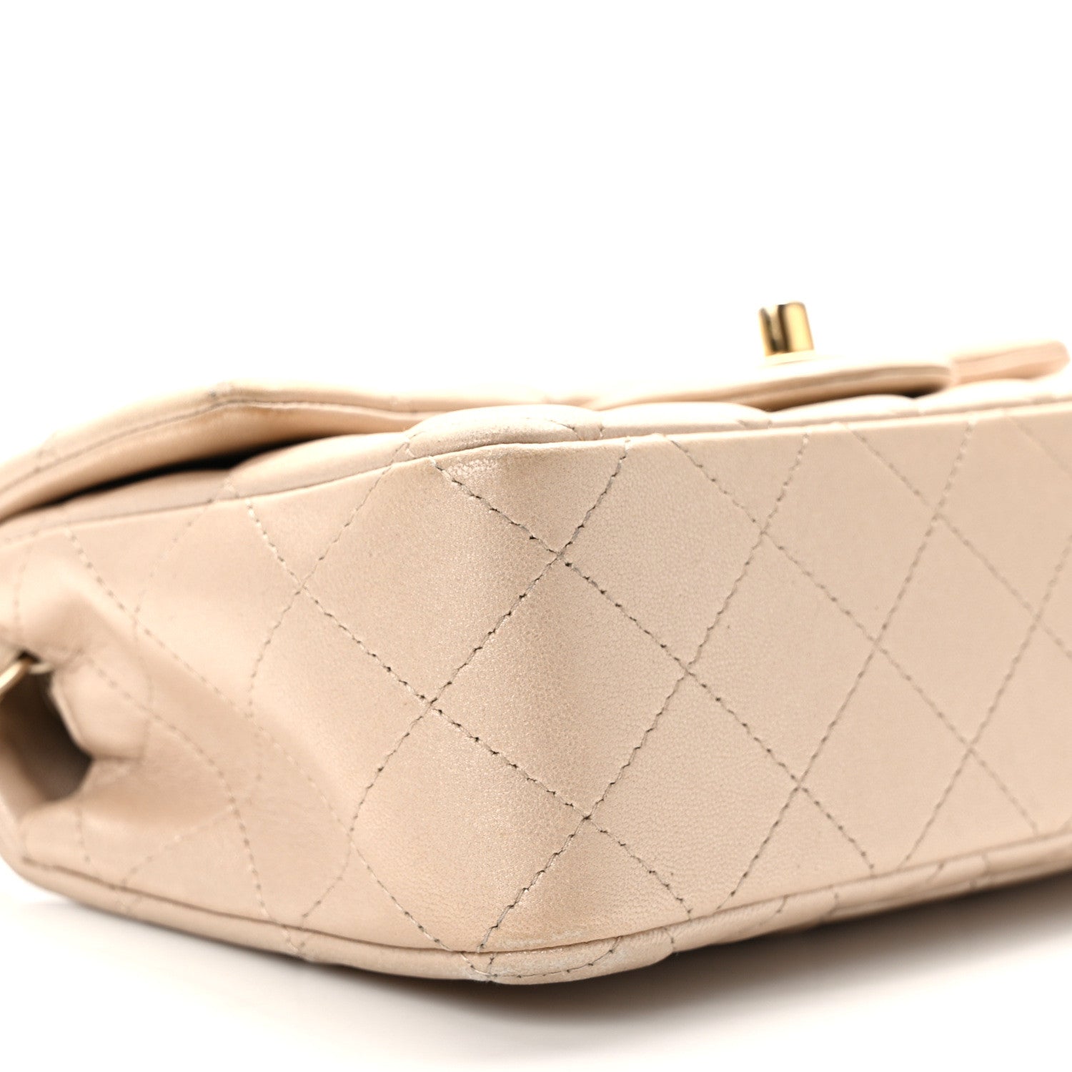 Chanel Iridescent Calfskin Quilted Mini Rectangular Flap Beige 8 of 12