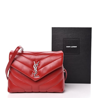 Saint Laurent Calfskin Y Quilted Monogram Toy Loulou Crossbody Bag Red 11 of 11