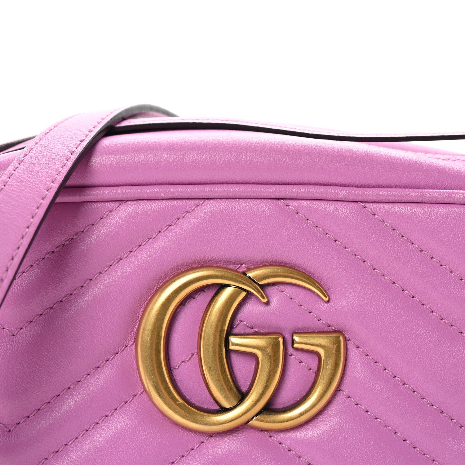 Gucci Calfskin Matelasse Small GG Marmont Chain Shoulder Bag Candy Mousse 8 of 10