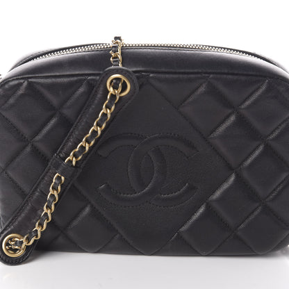 Chanel Lambskin Quilted Small Diamond CC Camera Case Black 8 of 12