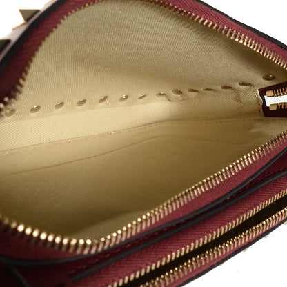 Valentino Garavani Vitello Rockstud Double Zip Compartment Crossbody Bag Burgundy 5 of 10