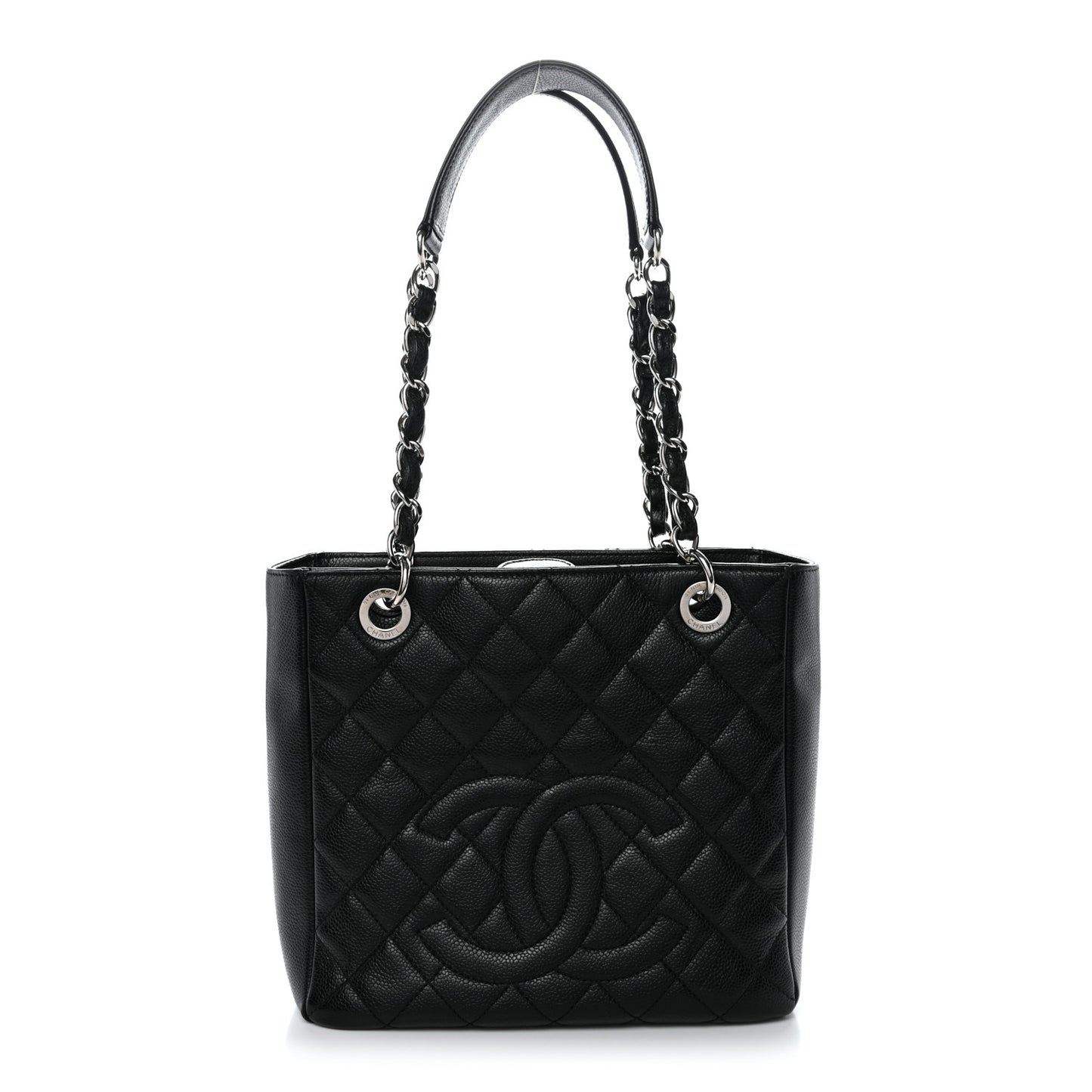 Caviar Quilted Petit Shopping Tote PST Black