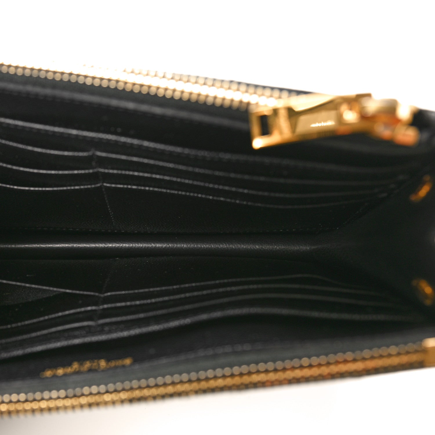 Saint Laurent Grain De Poudre Matelasse Chevron Monogram Double Zip Wallet Black 5 of 10
