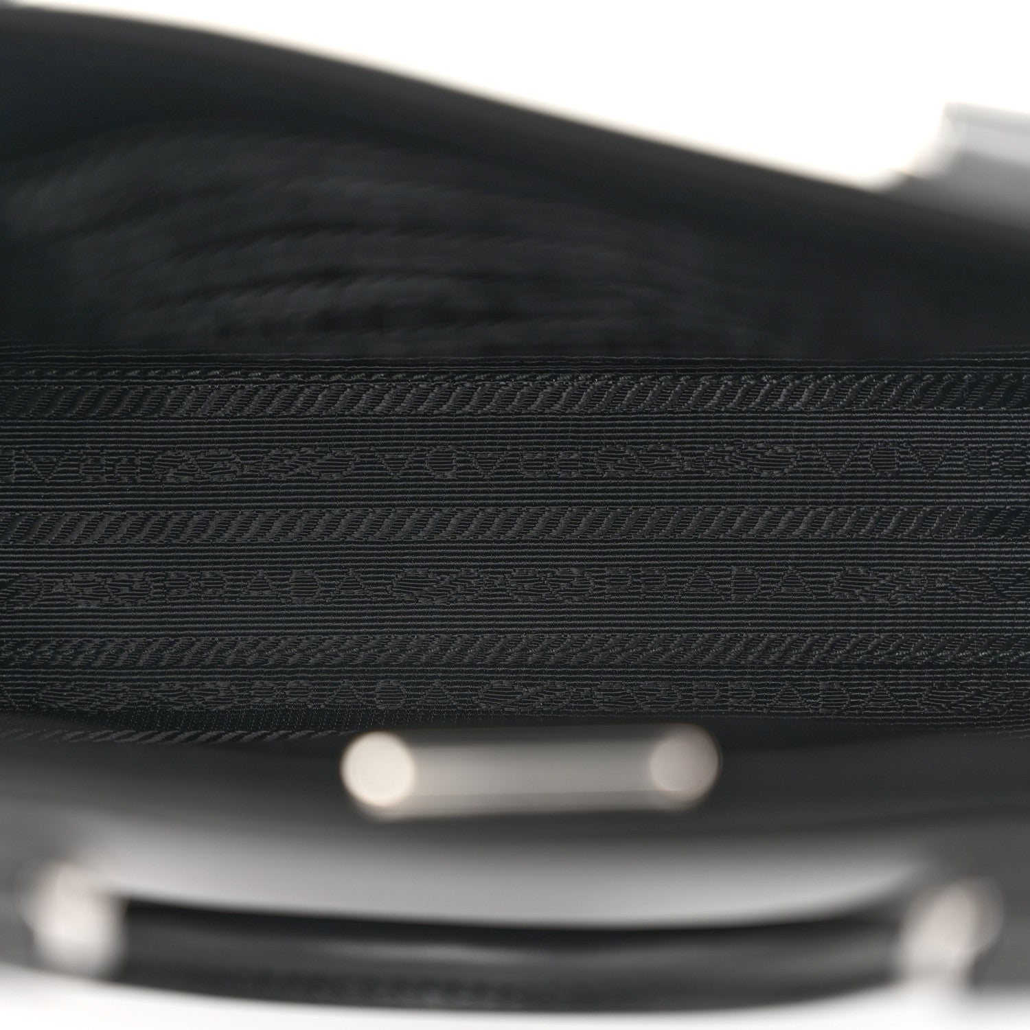 Prada Soft Calfskin Triangle Logo Embossed Small Double Handle Crossbody Tote Black 5 of 10