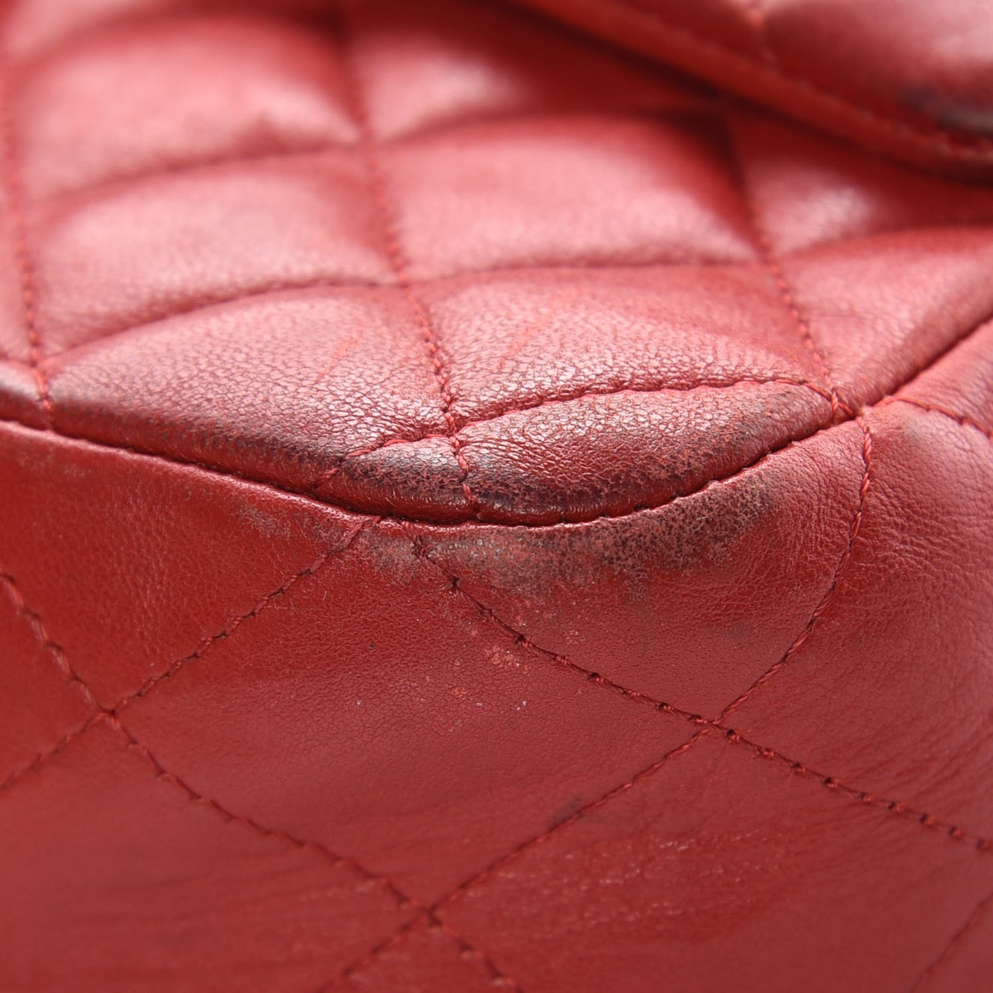 Lambskin Quilted Medium Double Flap Red