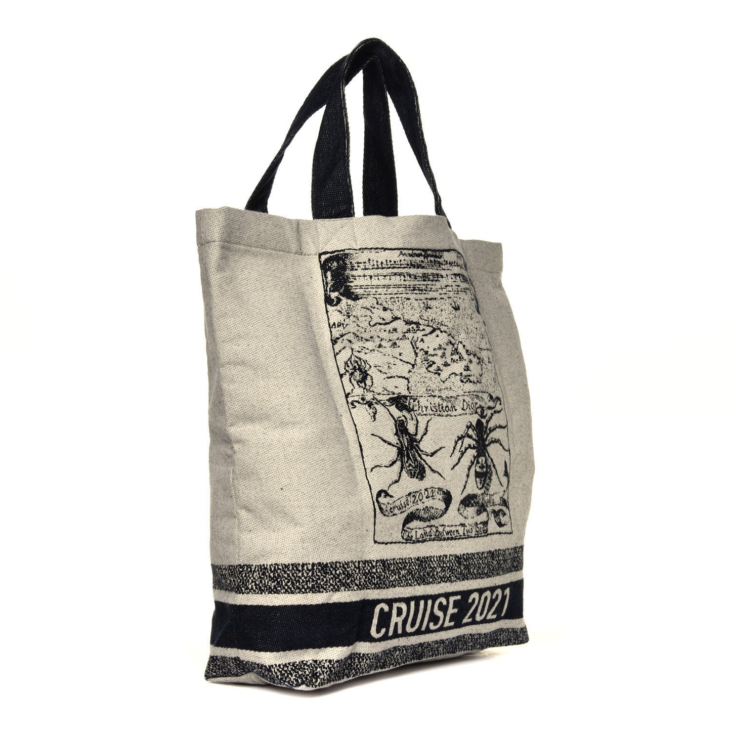 Canvas Print Cruise Tote Ivory Black