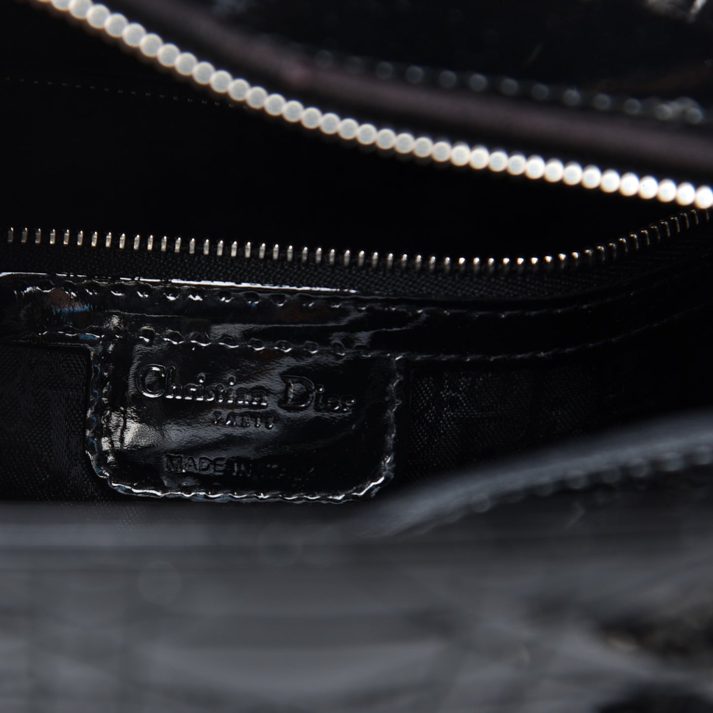 Patent Cannage Large Lady Dior Black