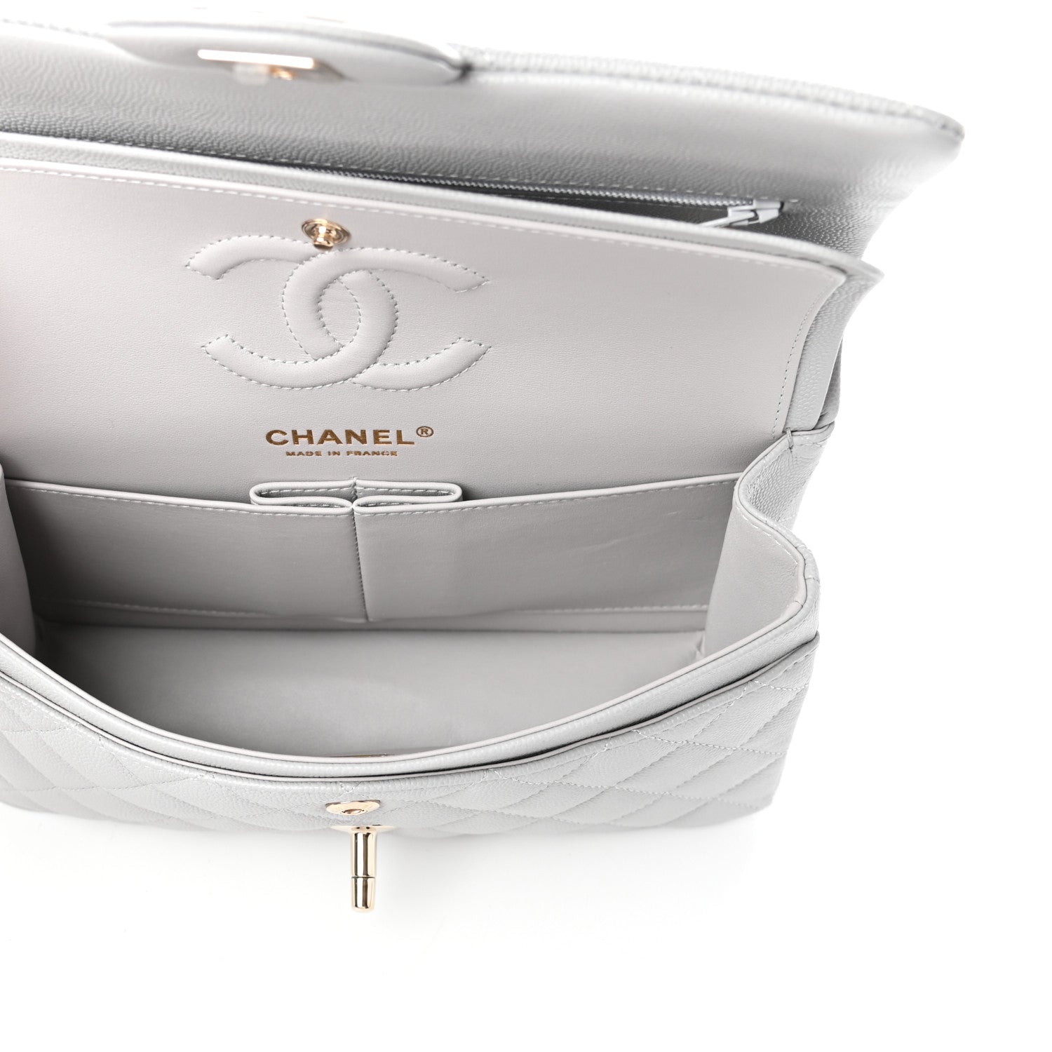 Chanel Caviar Quilted Small Double Flap Grey 5 of 10
