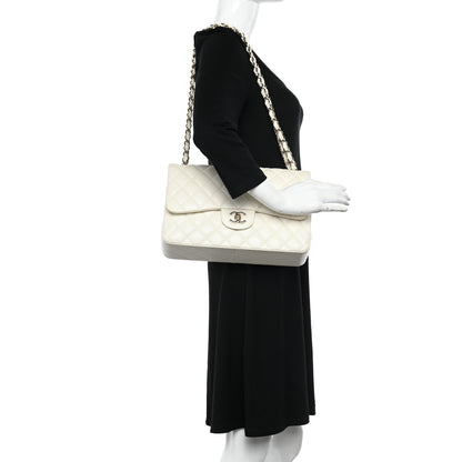 Chanel Caviar Quilted Jumbo Double Flap White 2 of 10