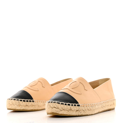 Chanel Lambskin CC Espadrilles 35 Beige Black 3 of 9
