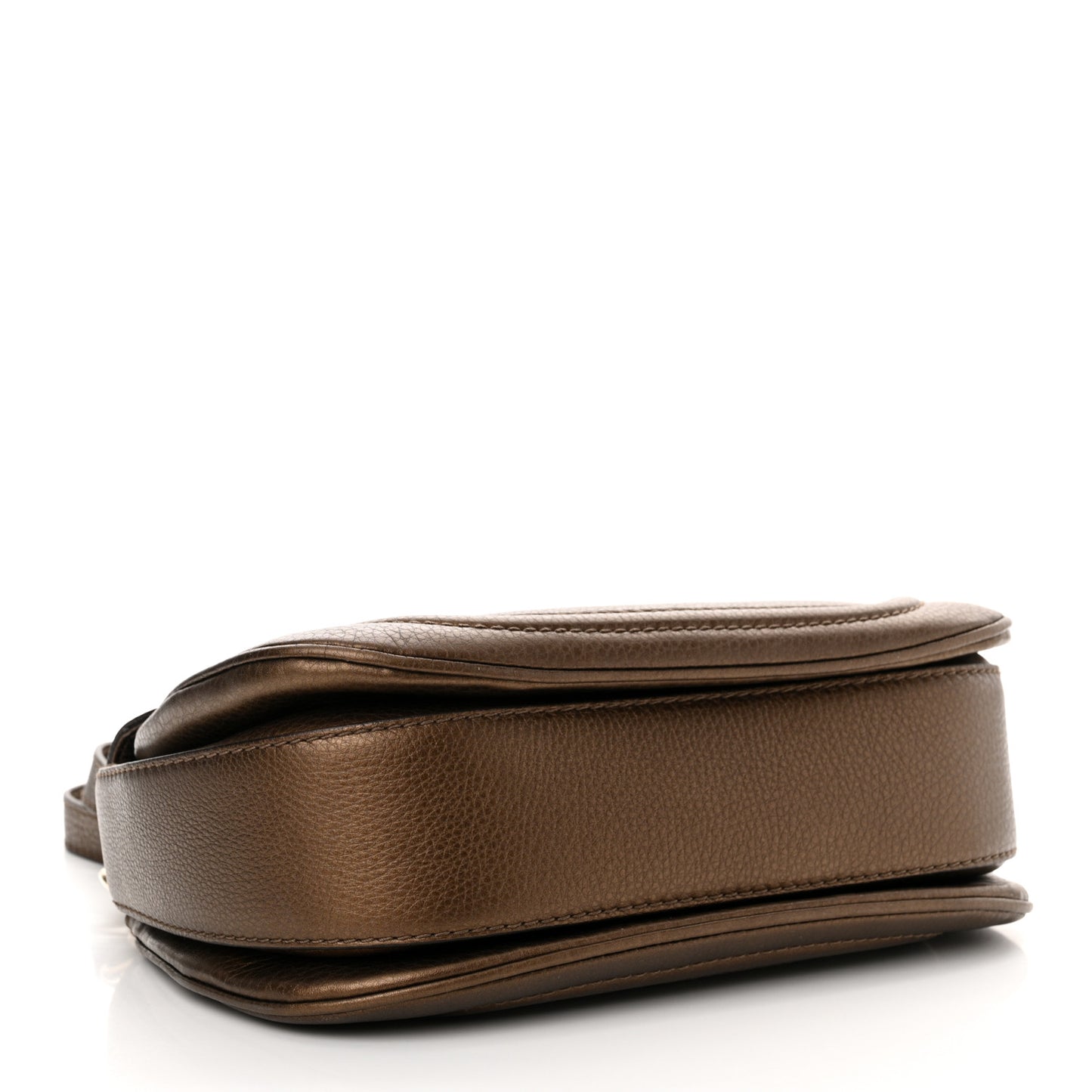 Metallic Calfskin Medium New Bamboo Top Handle Bag Bronze