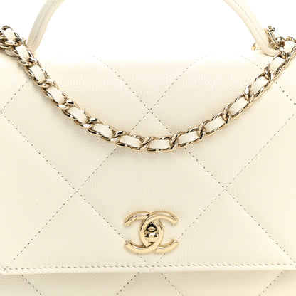 Chanel Shiny Caviar Quilted Turnlock Top Handle Wallet On Chain WOC White 7 of 9