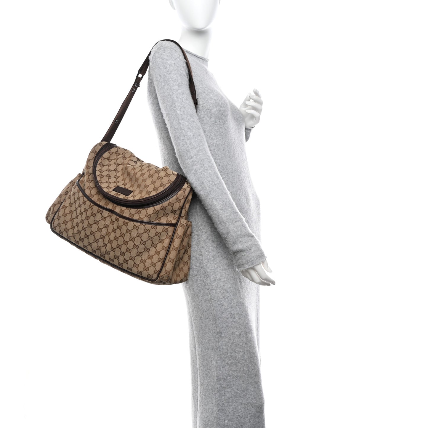 Monogram Natural Pigskin Large Diaper Bag Beige Ebony Cocoa Dark Chocolate