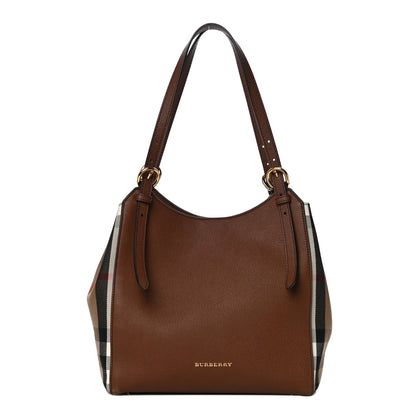 Burberry Grainy Calfskin House Check Small Canterbury Tote Tan 1 of 9