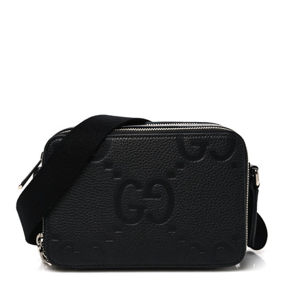 Gucci Piuma Calfskin Jumbo GG Embossed Super Mini Messenger Bag Black 1 of 10
