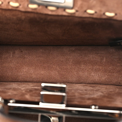 Fendi Cuoio Romano Raffia Woven Petite Peekaboo I SEE U Satchel Natural Gianduia 5 of 9