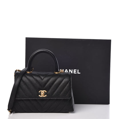 Chanel Caviar Chevron Quilted Mini Coco Handle Flap Black 8 of 8