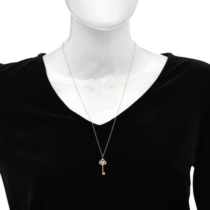 Tiffany 18K Rose Gold Diamond Mini Crown Key Pendant Necklace 2 of 5