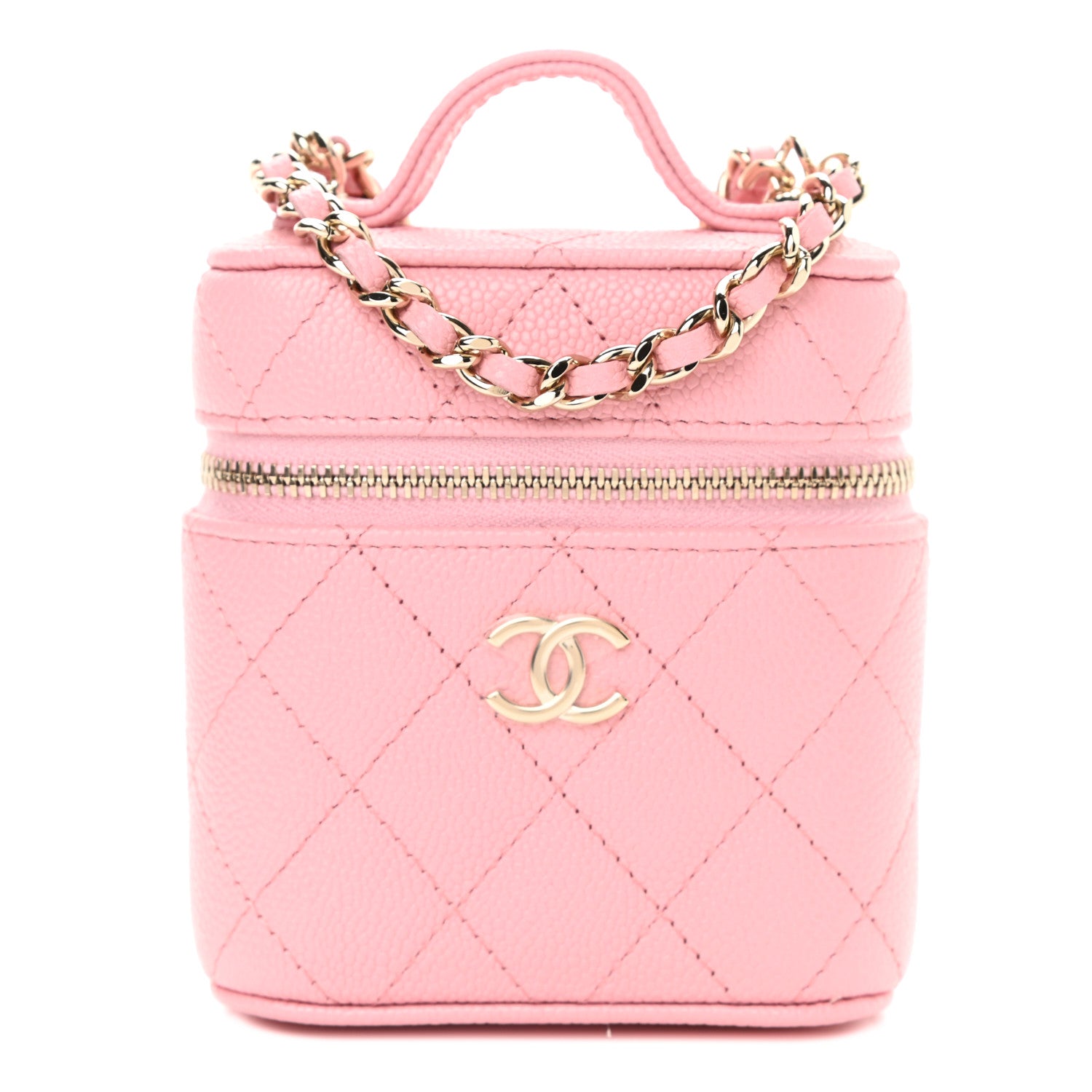 Chanel Caviar Quilted Small Handle With Care Vanity Case With Chain Pink 1 of 9