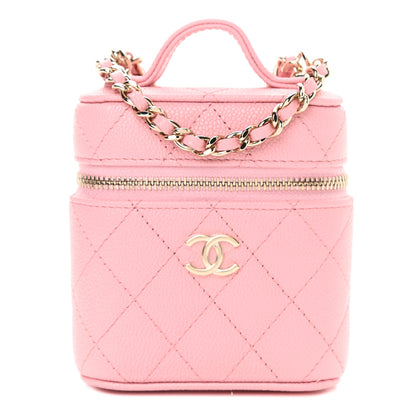 Chanel Caviar Quilted Small Handle With Care Vanity Case With Chain Pink 1 of 9