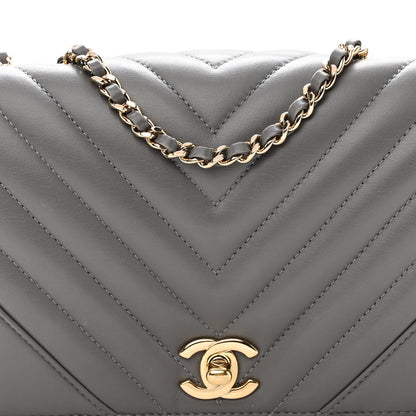Chanel Calfskin Chevron Quilted Mini Statement Flap Grey 8 of 10
