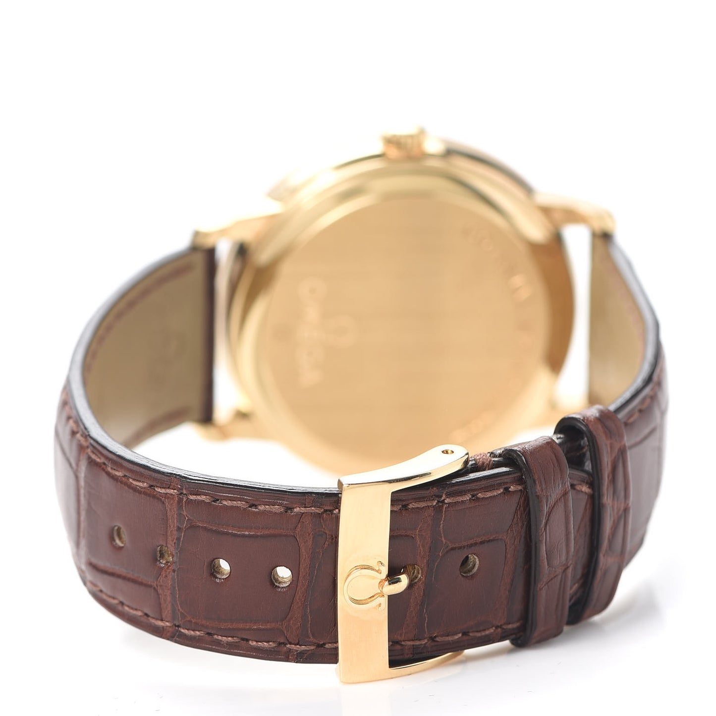 18K Yellow Gold Crocodile Diamond 39mm De Ville Prestige Automatic Watch Brown 4613.35.02