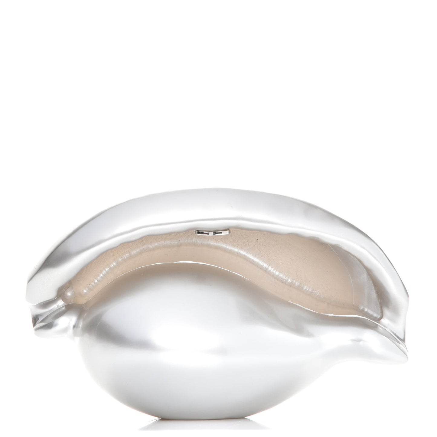 Plexiglass Conch Shell Minaudiere Clutch Silver