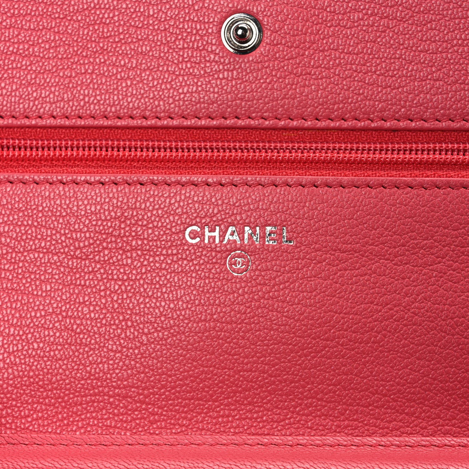 Chanel Grained Calfskin Clover CC Wallet On Chain WOC Pink 6 of 11