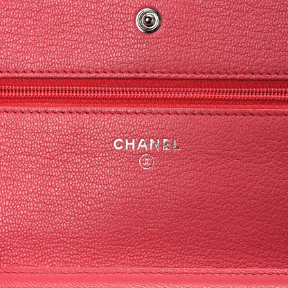 Chanel Grained Calfskin Clover CC Wallet On Chain WOC Pink 6 of 11