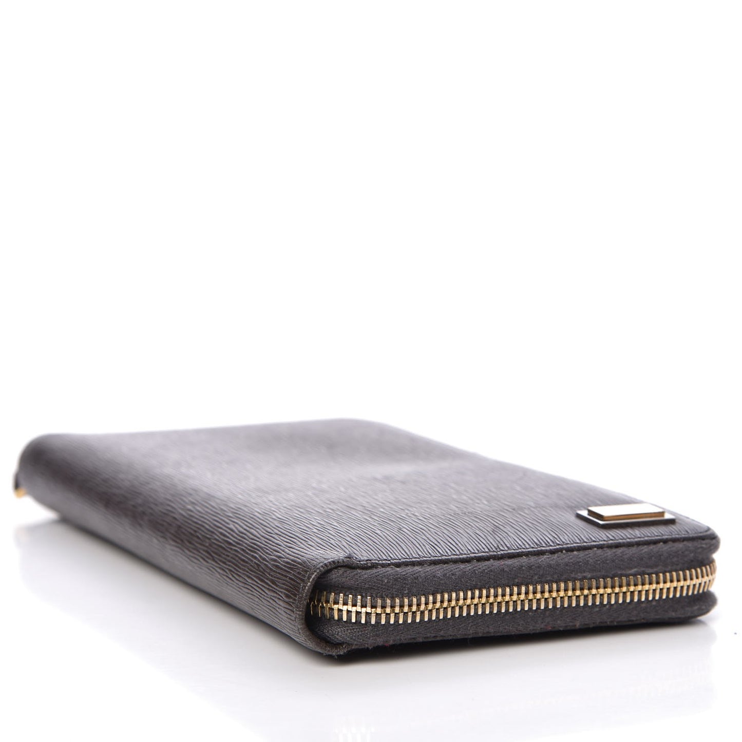 Calfskin Large Vertical Zip Around Wallet Brown