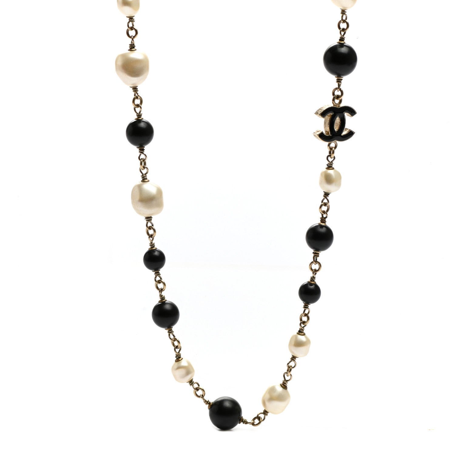 Chanel Pearl Bead CC Long Necklace Black 4 of 5