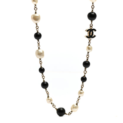 Chanel Pearl Bead CC Long Necklace Black 4 of 5