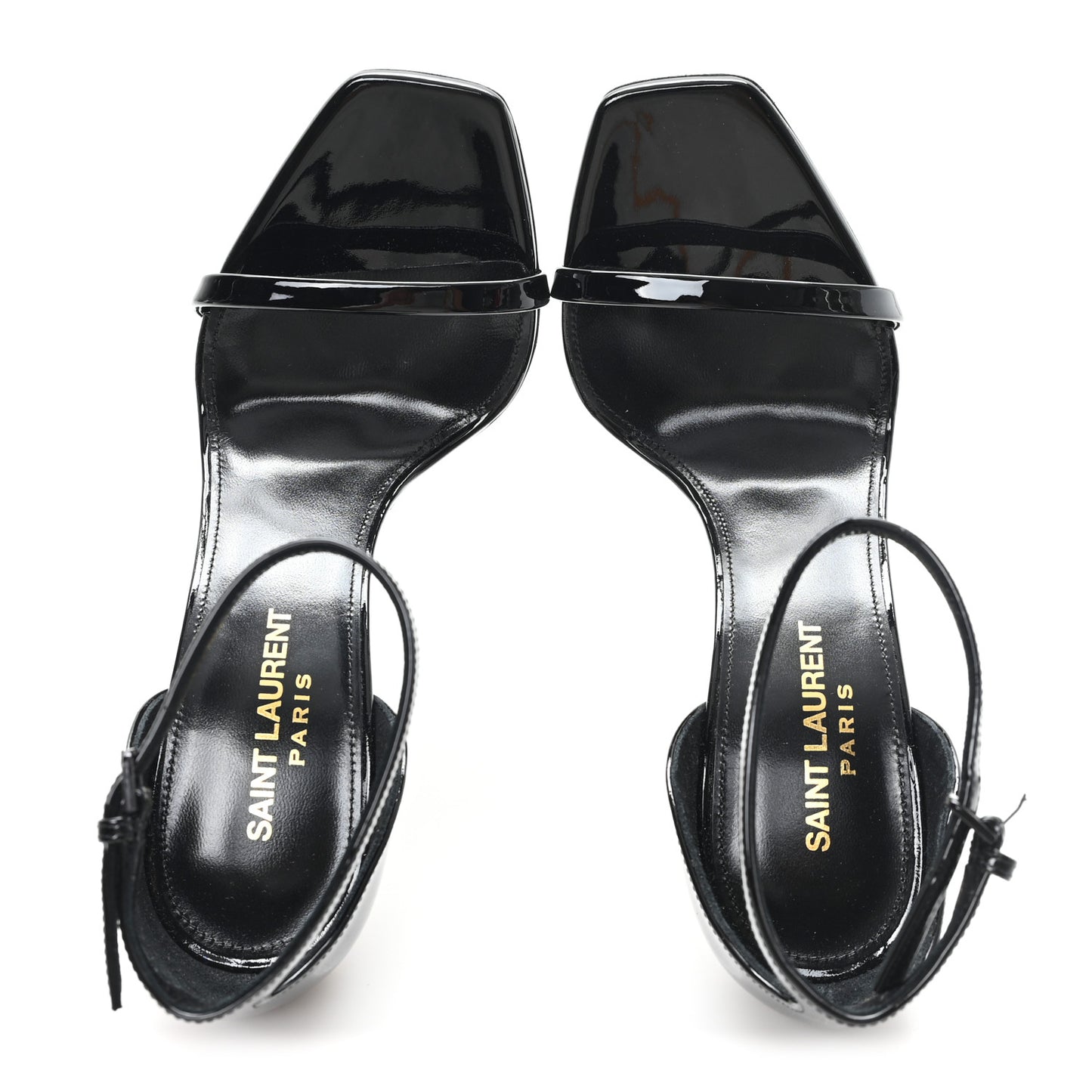 Patent Calfskin Opyum 110 Sandals 36 Black Gold