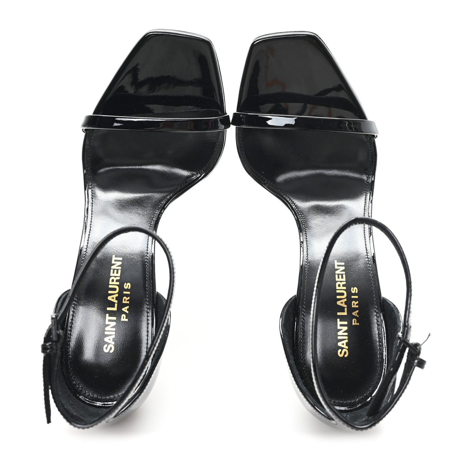 Saint Laurent Patent Calfskin Opyum 110 Sandals 36 Black Gold 2 of 10