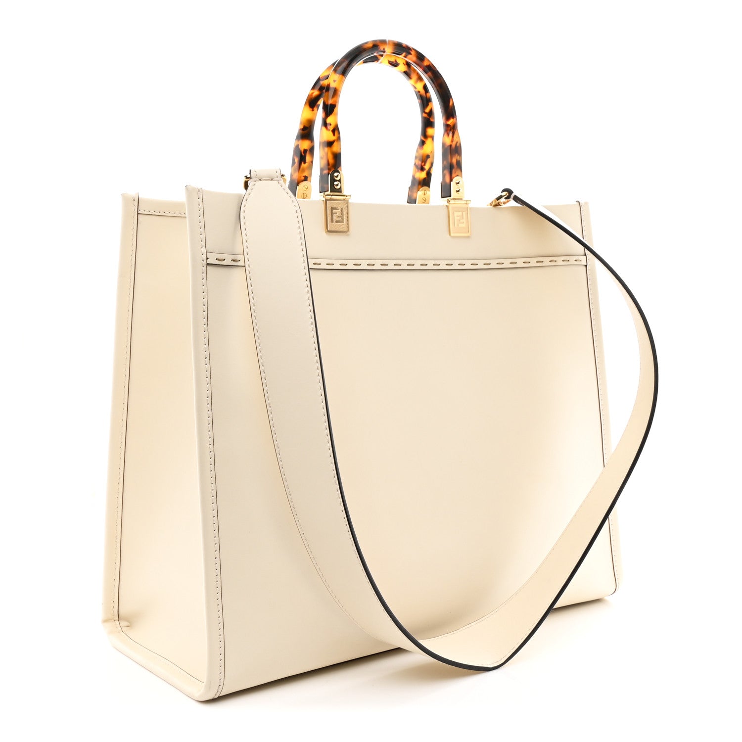 Fendi Vitello King Plexiglass Medium Fendi Sunshine Shopper Tote White Ice 3 of 9