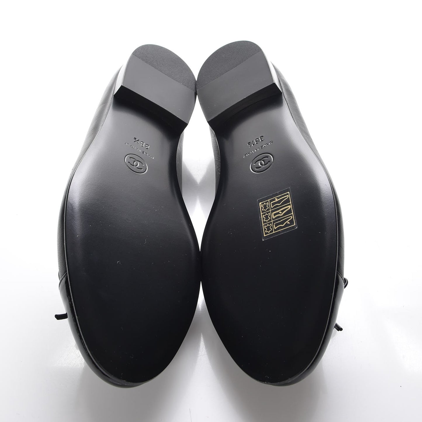 Lambskin Patent Cap Toe Ballerina Flats 38.5 Black