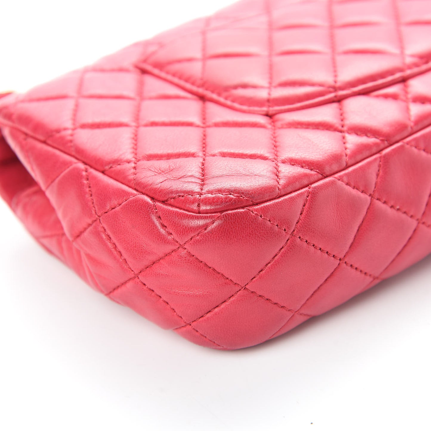 Lambskin East West Valentine Charms Flap Dark Pink