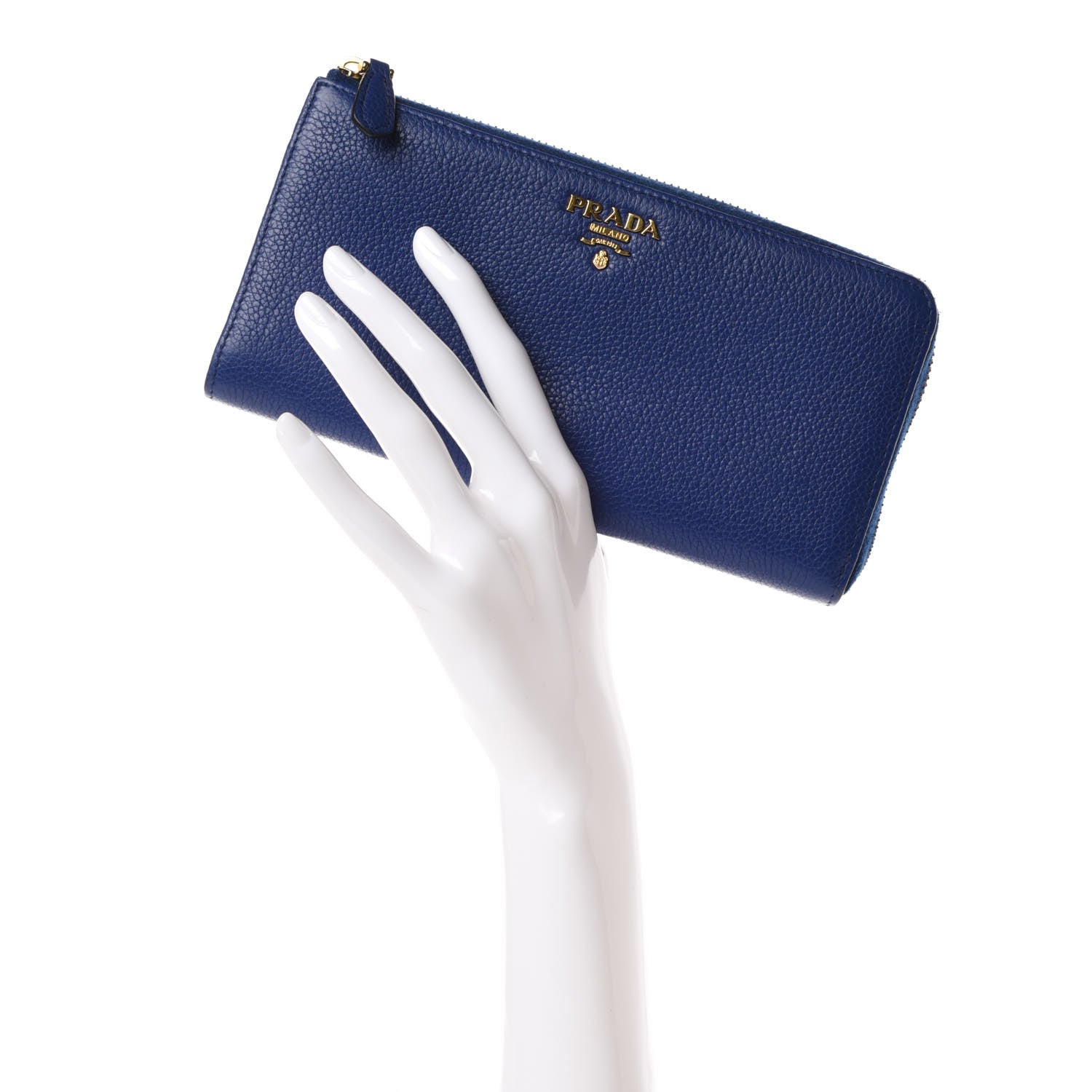 Prada Vitello Grain Zip Around Wallet Inchiostro 2 of 10
