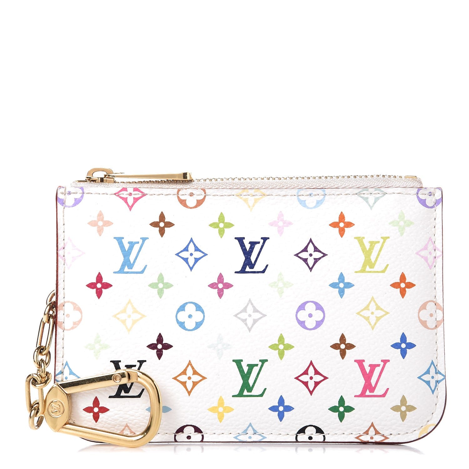 Louis Vuitton Monogram Multicolor Key Pouch White Litchi 1 of 7