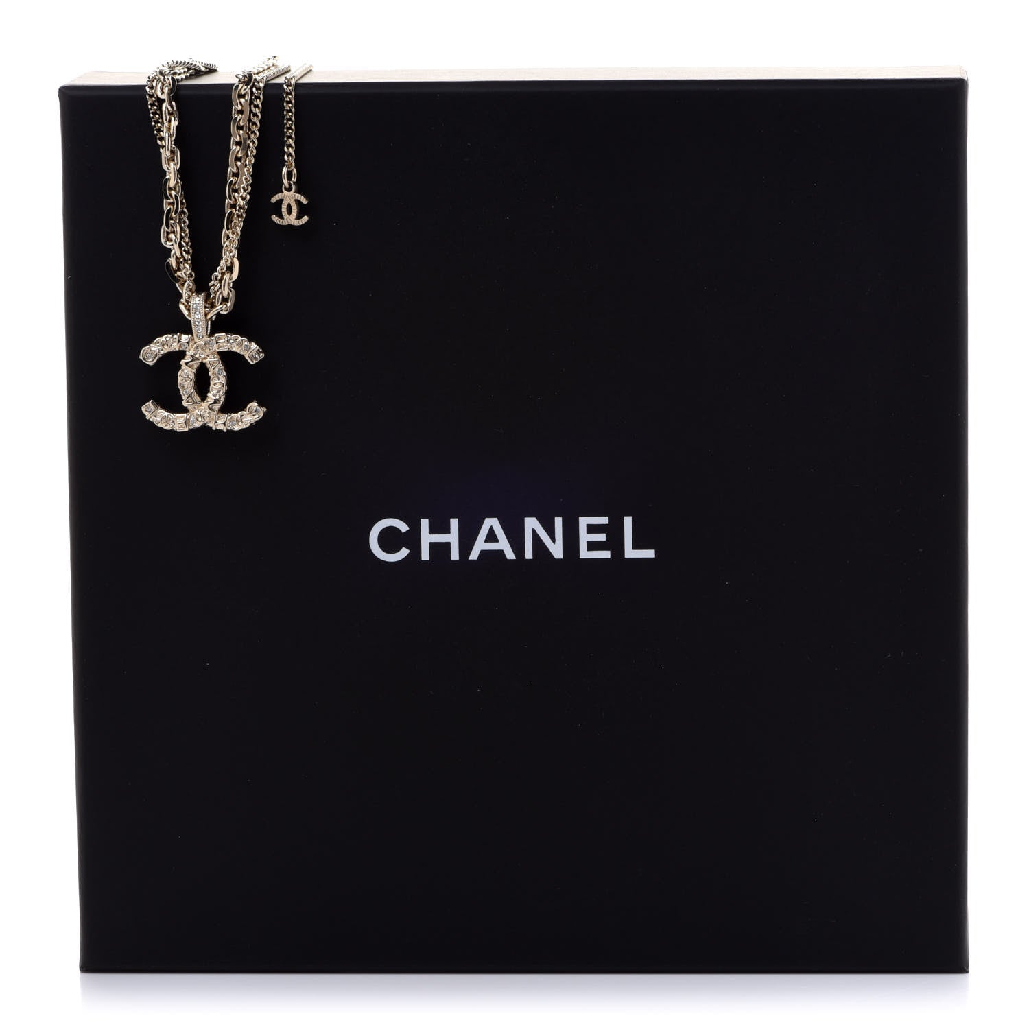 Chanel Crystal CC Multi Strand Chain Necklace Gold 6 of 6