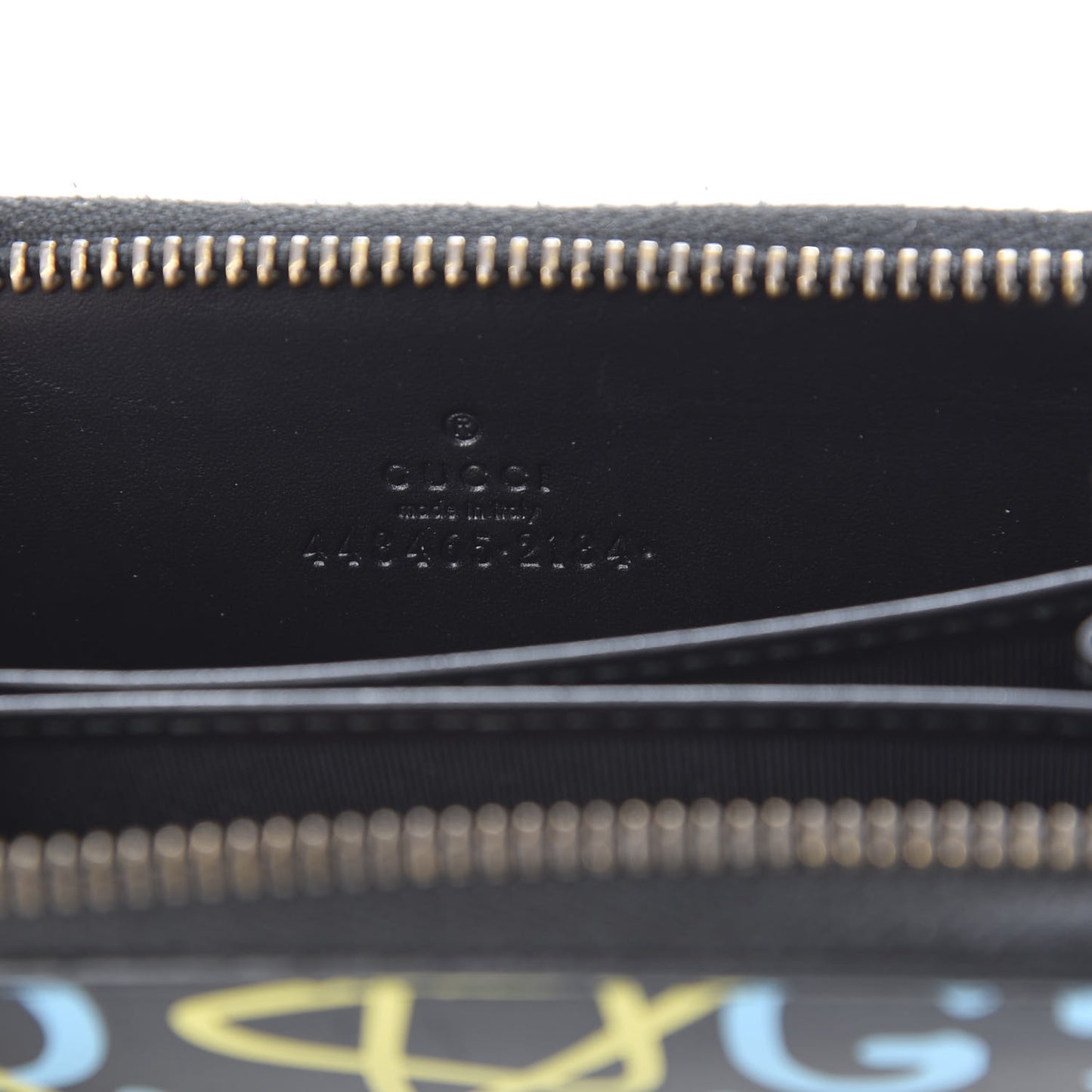 Calfskin GucciGhost Zip Around Card Case Black New Acquamarine